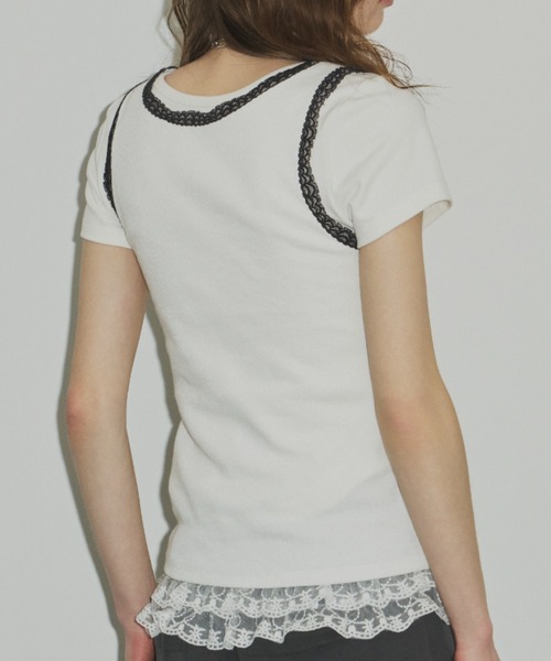 SHAGGIE（シャギー）の「グランジロゴレース付きタンクトップ（タンクトップ・レディース・ホワイト/ブラック/カーキ・FREE）」の5枚目の写真