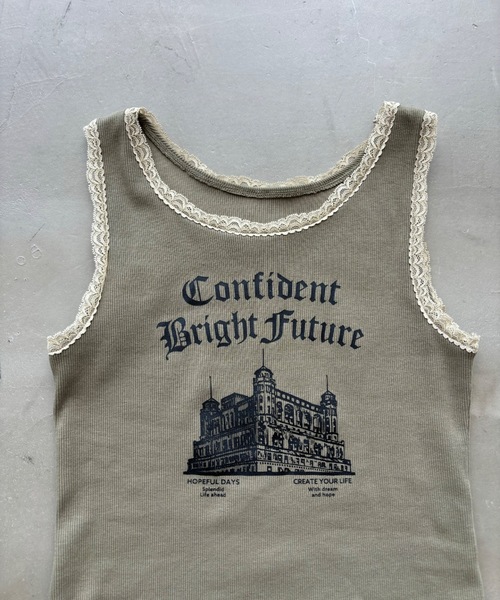 SHAGGIE（シャギー）の「グランジロゴレース付きタンクトップ（タンクトップ・レディース・ホワイト/ブラック/カーキ・FREE）」の18枚目の写真