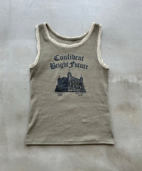 SHAGGIE（シャギー）の「グランジロゴレース付きタンクトップ（タンクトップ・レディース・ホワイト/ブラック/カーキ・FREE）」の20枚目の写真