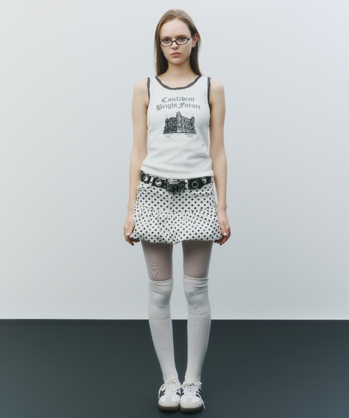 SHAGGIE（シャギー）の「グランジロゴレース付きタンクトップ（タンクトップ・レディース・ホワイト/ブラック/カーキ・FREE）」の14枚目の写真