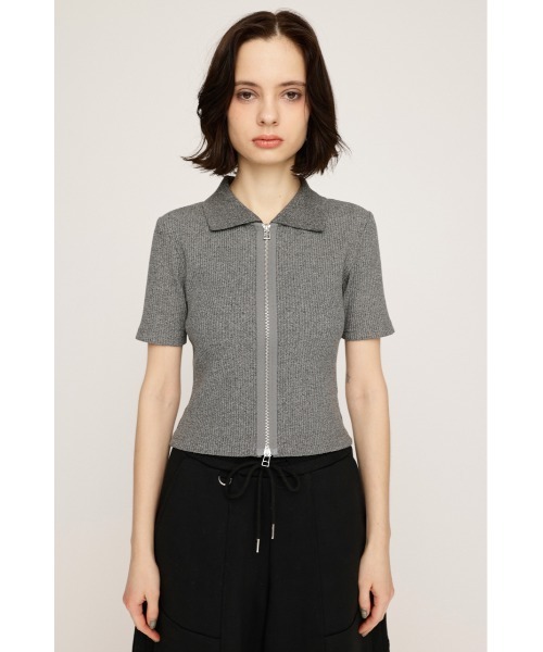 SLY（スライ）の「FRONT ZIP CUT RIB TOPS フロントジップ カットリブ トップス 半袖 夏服（Tシャツ/カットソー・レディース・ブラック系その他2/ピンク系その他/グリーン系その他2/ブルー系その他・FREE）」の20枚目の写真