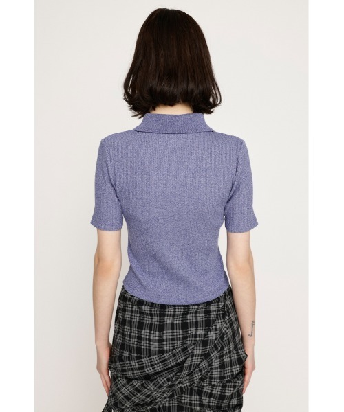 SLY（スライ）の「FRONT ZIP CUT RIB TOPS フロントジップ