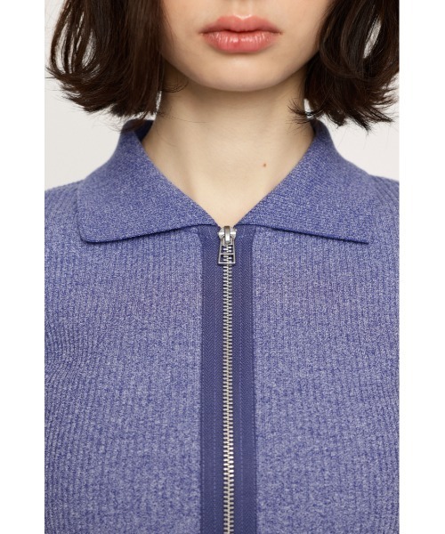 SLY（スライ）の「FRONT ZIP CUT RIB TOPS フロントジップ カットリブ トップス 半袖 夏服（Tシャツ/カットソー・レディース・ブラック系その他2/ピンク系その他/グリーン系その他2/ブルー系その他・FREE）」の9枚目の写真