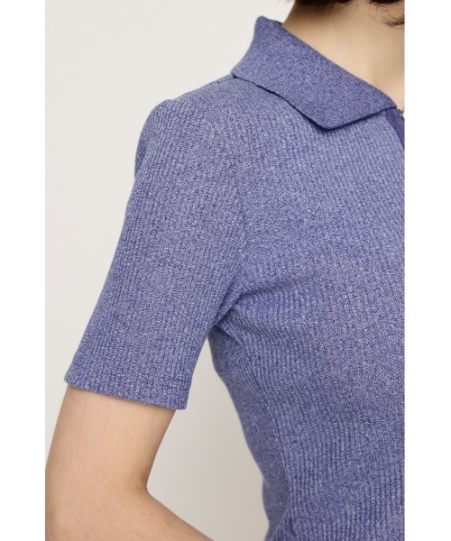 SLY（スライ）の「FRONT ZIP CUT RIB TOPS フロントジップ カットリブ トップス 半袖 夏服（Tシャツ/カットソー・レディース・ブラック系その他2/ピンク系その他/グリーン系その他2/ブルー系その他・FREE）」の11枚目の写真