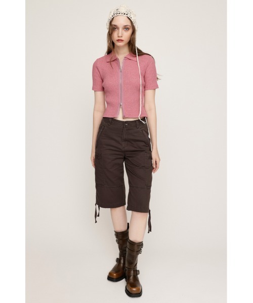 SLY（スライ）の「FRONT ZIP CUT RIB TOPS フロントジップ カットリブ トップス 半袖 夏服（Tシャツ/カットソー・レディース・ブラック系その他2/ピンク系その他/グリーン系その他2/ブルー系その他・FREE）」の13枚目の写真