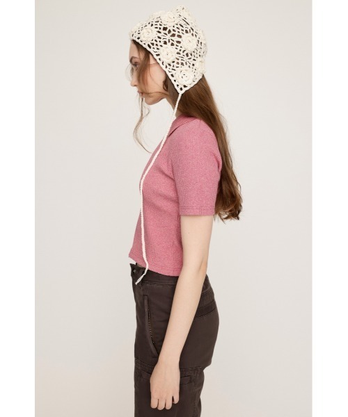 SLY（スライ）の「FRONT ZIP CUT RIB TOPS フロントジップ カットリブ トップス 半袖 夏服（Tシャツ/カットソー・レディース・ブラック系その他2/ピンク系その他/グリーン系その他2/ブルー系その他・FREE）」の16枚目の写真