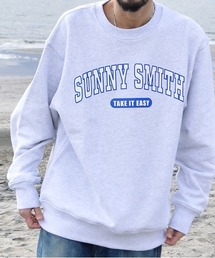 【SUNNY SMITH】12.7オンス ヘビーウェイトカレッジ風アーチロゴ裏毛トレーナー(CP)