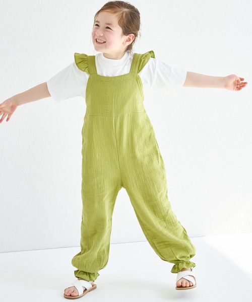 pairmanon（ペアマノン）の「【綿100%】ダブルガーゼ バッククロス フリルサロペット（サロペット/オーバーオール・キッズ・パープル/グリーン系その他/テラコッタ・150/120/110/140/100/130/90）」の3枚目の写真