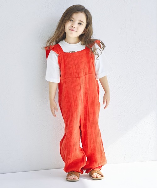 pairmanon（ペアマノン）の「【綿100%】ダブルガーゼ バッククロス フリルサロペット（サロペット/オーバーオール・キッズ・パープル/グリーン系その他/テラコッタ・150/120/110/140/100/130/90）」の12枚目の写真