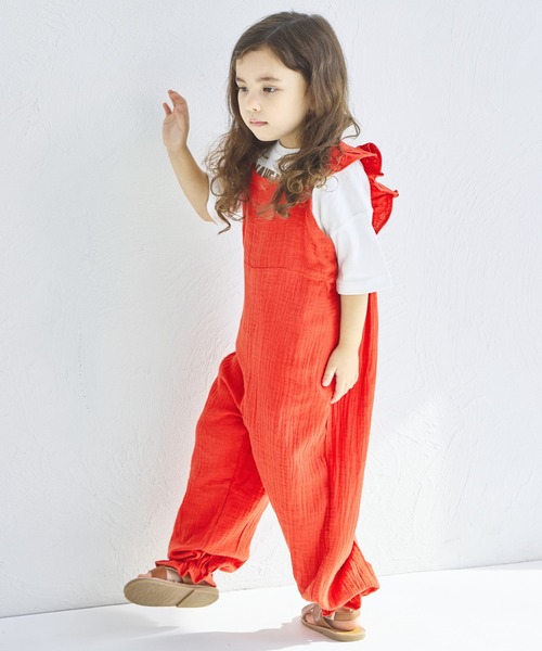 pairmanon（ペアマノン）の「【綿100%】ダブルガーゼ バッククロス フリルサロペット（サロペット/オーバーオール・キッズ・パープル/グリーン系その他/テラコッタ・150/120/110/140/100/130/90）」の13枚目の写真