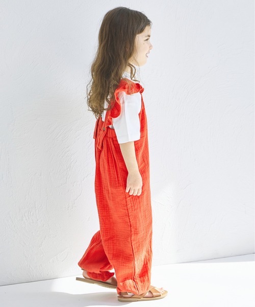 pairmanon（ペアマノン）の「【綿100%】ダブルガーゼ バッククロス フリルサロペット（サロペット/オーバーオール・キッズ・パープル/グリーン系その他/テラコッタ・150/120/110/140/100/130/90）」の14枚目の写真