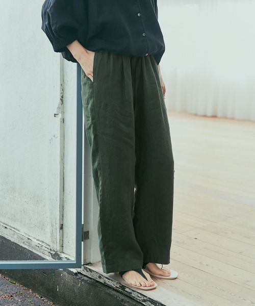 URBAN RESEARCH DOORS（アーバンリサーチドアーズ）の「リネンイージーパンツ（その他パンツ・レディース・ブラック/ナチュラル/キャメル/グリーン・SMALL/MEDIUM）」の9枚目の写真