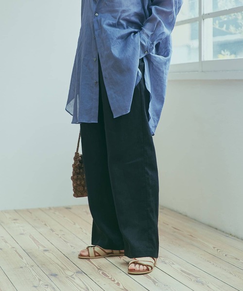 URBAN RESEARCH DOORS（アーバンリサーチドアーズ）の「リネンイージーパンツ（その他パンツ・レディース・ブラック/ナチュラル/キャメル/グリーン・SMALL/MEDIUM）」の15枚目の写真