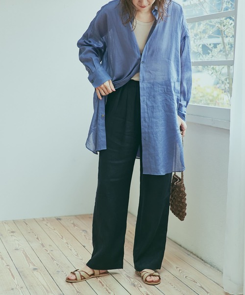 URBAN RESEARCH DOORS（アーバンリサーチドアーズ）の「リネンイージーパンツ（その他パンツ・レディース・ブラック/ナチュラル/キャメル/グリーン・SMALL/MEDIUM）」の19枚目の写真