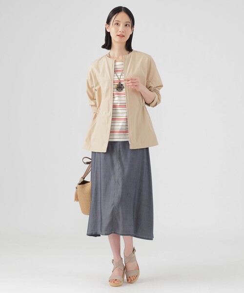 TRANS WORK(トランスワーク)の「【L】【ウォッシャブル】ジャカードボーダーシルケット プルオーバー(Tシャツ/カットソー・レディース・ブルー系その他4/オフホワイト/ネイビー・46/44)」の5枚目の写真