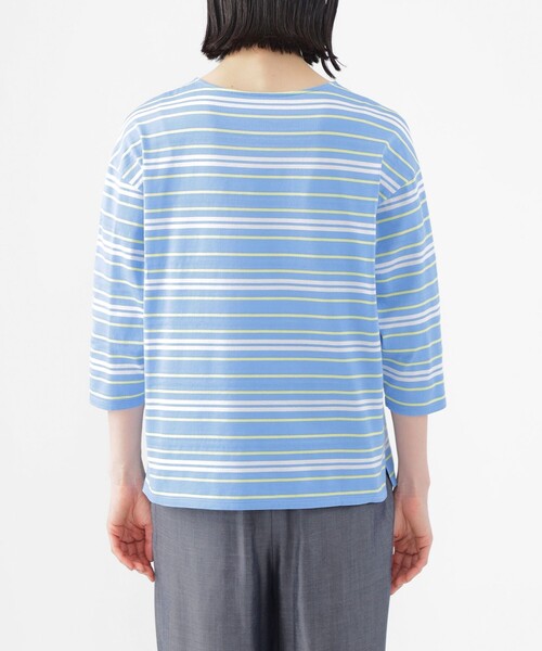 TRANS WORK(トランスワーク)の「【L】【ウォッシャブル】ジャカードボーダーシルケット プルオーバー(Tシャツ/カットソー・レディース・ブルー系その他4/オフホワイト/ネイビー・46/44)」の10枚目の写真