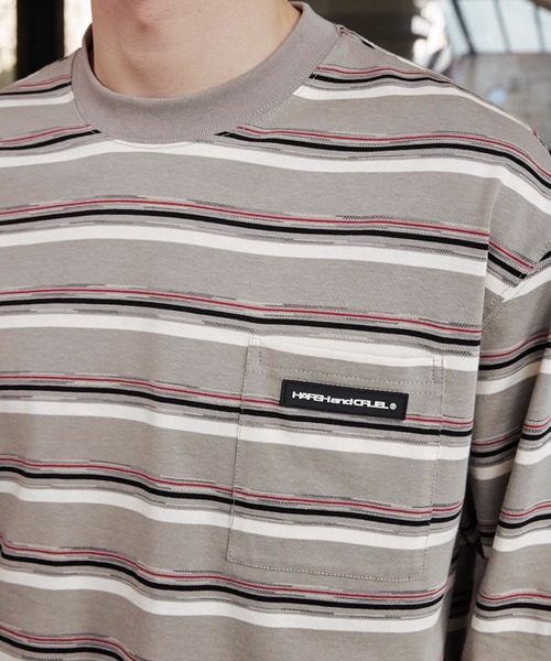 KAPITAL スマイルボーダー長袖 Tシャツ ユニセックス 春秋 ゆったり