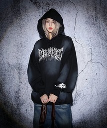 EFFECTION // spray painting ﾞBREAKOUTﾞ logo embroidery hoodie〈スプレー加工 ロゴ刺繍 裏毛 スウェット プルオーバー パーカー〉