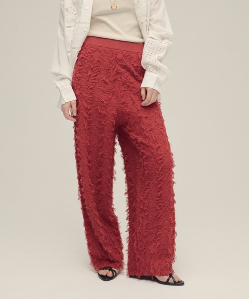 eL(エル)の「【eL】12G Fringe Knit Pants/328287(その他パンツ・レディース・オレンジ/ブラック・FREE)」の1枚目の写真