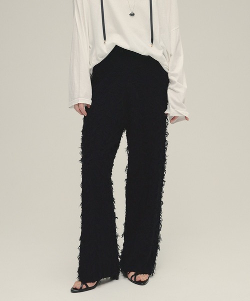 eL(エル)の「【eL】12G Fringe Knit Pants/328287(その他パンツ・レディース・オレンジ/ブラック・FREE)」の2枚目の写真