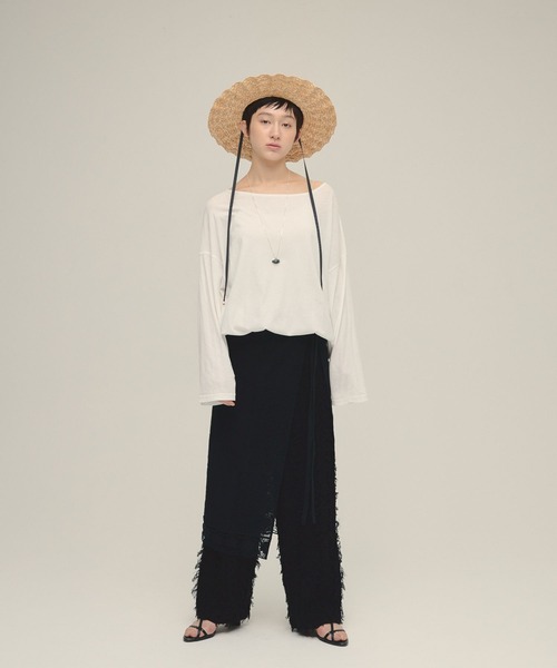 eL(エル)の「【eL】12G Fringe Knit Pants/328287(その他パンツ・レディース・オレンジ/ブラック・FREE)」の6枚目の写真