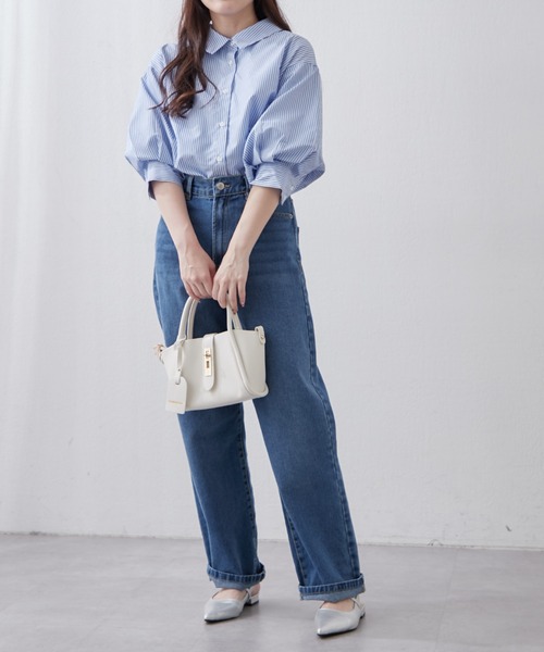 Remind me and forever(リマインドミーアンドフォーエバー)の「【大好評!新色追加!】後ろレースアップボリューム袖ブラウス(シャツ/ブラウス・レディース・ブルー/オフホワイト/その他1/その他2/ネイビー/ミント/ベージュ・FREE)」の15枚目の写真