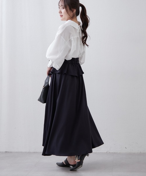 Remind me and forever(リマインドミーアンドフォーエバー)の「【大好評!新色追加!】後ろレースアップボリューム袖ブラウス(シャツ/ブラウス・レディース・ブルー/オフホワイト/その他1/その他2/ネイビー/ミント/ベージュ・FREE)」の8枚目の写真