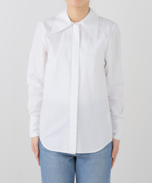 SEEALL（シーオール）の「SEEALL POINTED COLLAR CLASSIC SHIRTS SAW53 SH301：シャツ（シャツ/ブラウス・レディース・ホワイト・38）」の6枚目の写真