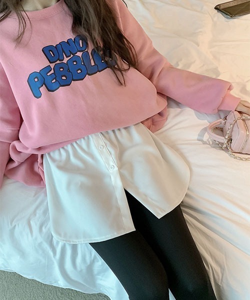 VIBGYOR Women(ヴィブジョー ウィメン)の「【urge select】フロントボタンデザイン カットソー生地 レイヤードシャツ/つけ裾(その他トップス・レディース・ブラック/ホワイト・FREE)」の3枚目の写真