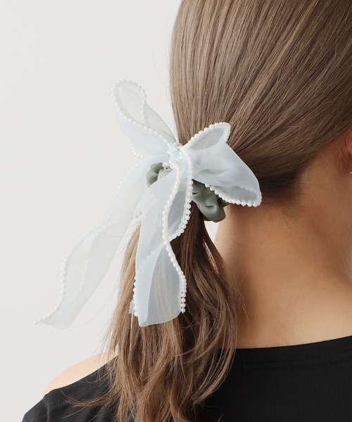 ROOPTOKYO（ループトウキョウ）の「Pearl design sheer ribbon chou chou/パールデザイン シア―リボンシュシュ（シュシュ・レディース・ピンク/グリーン/ブラック/アイボリー・FREE）」の7枚目の写真