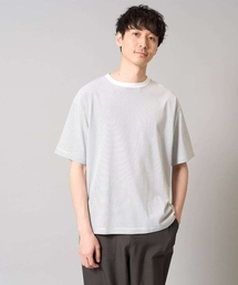 【接触冷感】細ボーダーセミワイドシルエットカットソー