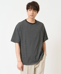 【接触冷感】細ボーダーセミワイドシルエットカットソー