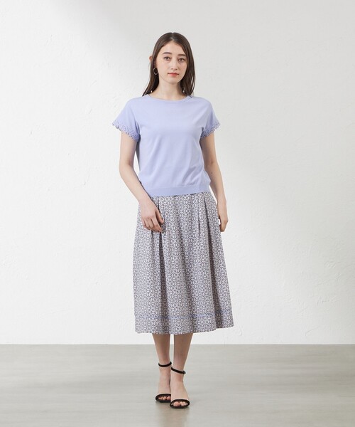 amaca(アマカ)の「ライトレーヨンストレッチレース付プルオーバー(ニット/セーター・レディース・ベージュ/ダークネイビー/ブルー系その他4・38)」の11枚目の写真