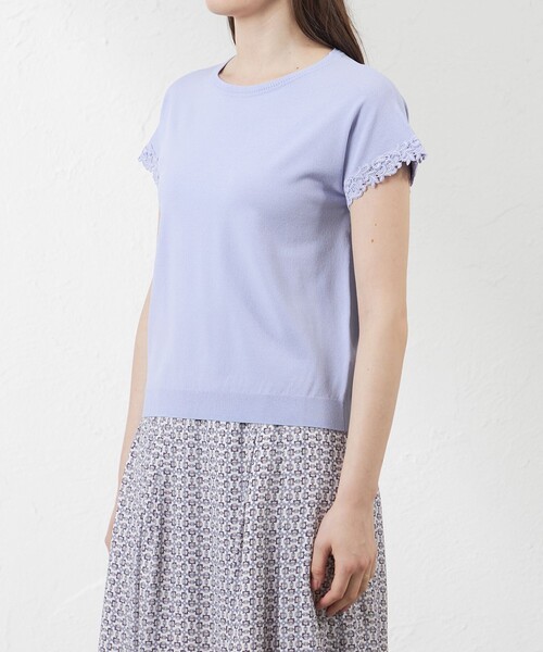 amaca(アマカ)の「ライトレーヨンストレッチレース付プルオーバー(ニット/セーター・レディース・ベージュ/ダークネイビー/ブルー系その他4・38)」の6枚目の写真