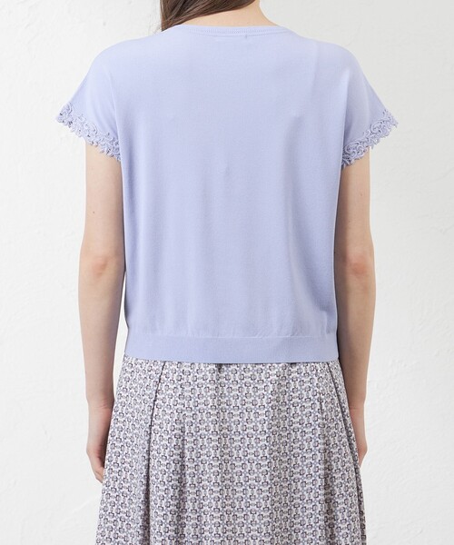 amaca(アマカ)の「ライトレーヨンストレッチレース付プルオーバー(ニット/セーター・レディース・ベージュ/ダークネイビー/ブルー系その他4・38)」の5枚目の写真