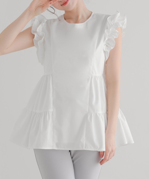 ETRE フリルトップス SANTEスタンドカラーフリルトップス(F WHITE): トップス │ ETRE