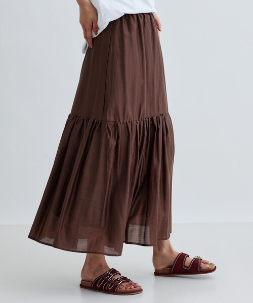 GALLEST(ギャレスト)の「ティアードボイルスカート(スカート・レディース・ブラウン系その他/ブラック/ホワイト・38/36)」の3枚目の写真