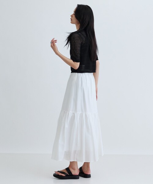 GALLEST(ギャレスト)の「ティアードボイルスカート(スカート・レディース・ブラウン系その他/ブラック/ホワイト・38/36)」の1枚目の写真