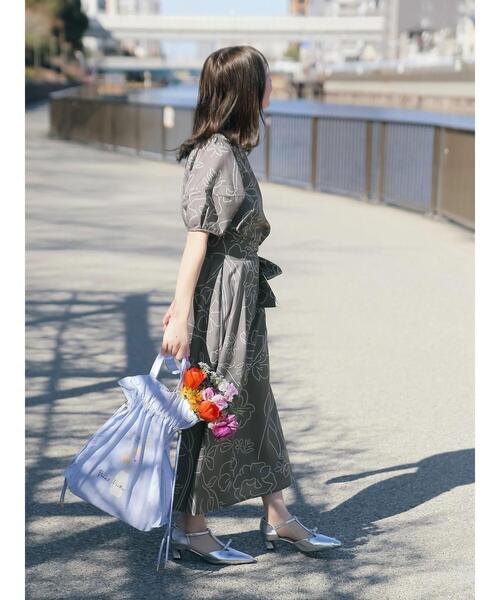 日比谷花壇　スペシャルコラボ　花柄ワンピース natural couture｜【日比谷花壇コラボ】フリル袖ハートネック