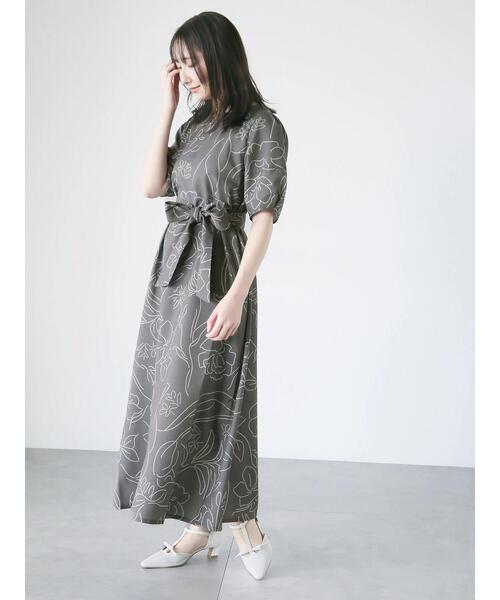 Te chichi TERRASSE(テチチテラス)の「【日比谷花壇コラボ】刺繍ライクプリントワンピース(ワンピース・レディース・ベージュ/グリーン/チャコールグレー・F)」の11枚目の写真