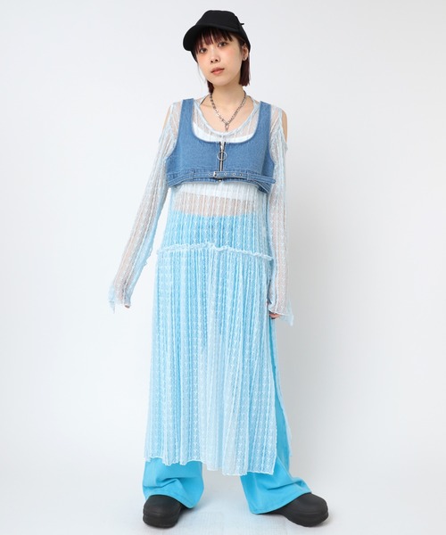 RNA(アールエヌエー)の「D1676 レースロングワンピース(ワンピース・レディース・ブラック/ライトブルー/ホワイト・MEDIUM)」の5枚目の写真