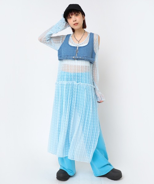 RNA(アールエヌエー)の「D1676 レースロングワンピース(ワンピース・レディース・ブラック/ライトブルー/ホワイト・MEDIUM)」の16枚目の写真