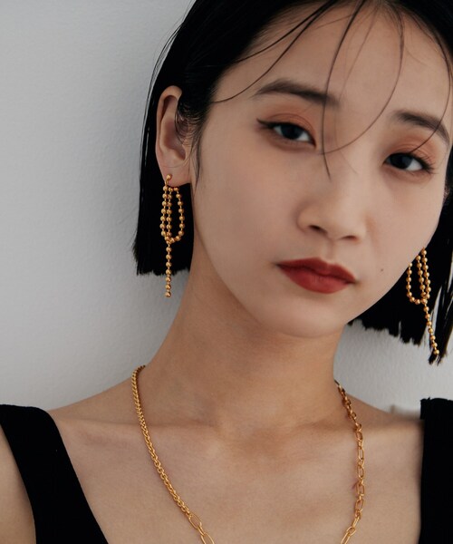 COCOSHNIK ONKITSCH(ココシュニックオンキッチュ)の「シルバー チェーンピアス ボールループ GP(ピアス(両耳用)・レディース・クリア・00)」の11枚目の写真