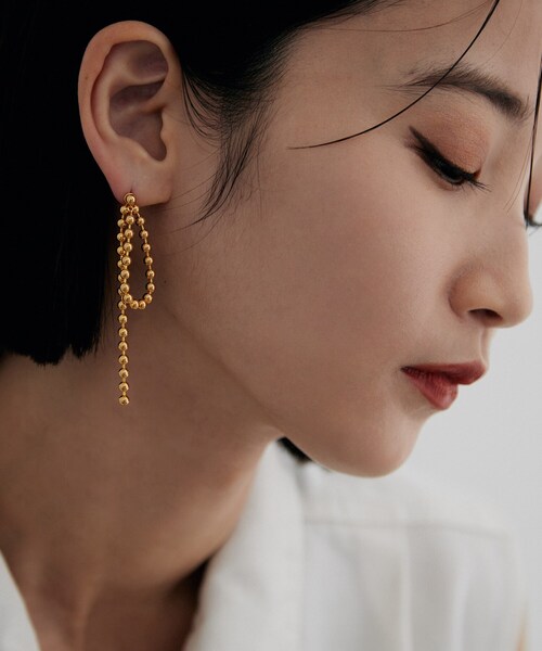 COCOSHNIK ONKITSCH(ココシュニックオンキッチュ)の「シルバー チェーンピアス ボールループ GP(ピアス(両耳用)・レディース・クリア・00)」の14枚目の写真