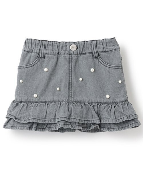 petit main（プティマイン）の「【リンク】パールデニムスカパン(キッズ)（デニムスカート・キッズ・ブルー/グレー/サックスブルー・100cm/120cm/130cm/110cm/80ｃｍ/90cm）」の2枚目の写真