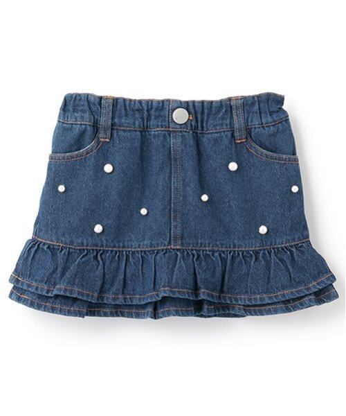 petit main（プティマイン）の「【リンク】パールデニムスカパン(キッズ)（デニムスカート・キッズ・ブルー/グレー/サックスブルー・100cm/120cm/130cm/110cm/80ｃｍ/90cm）」の3枚目の写真