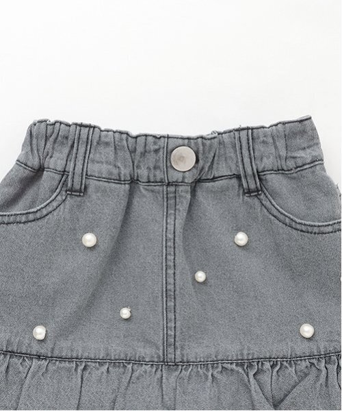 petit main（プティマイン）の「【リンク】パールデニムスカパン(キッズ)（デニムスカート・キッズ・ブルー/グレー/サックスブルー・100cm/120cm/130cm/110cm/80ｃｍ/90cm）」の5枚目の写真