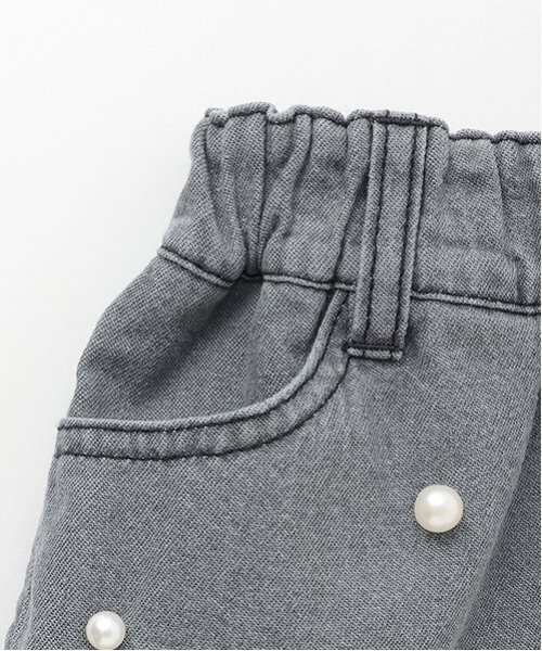 petit main（プティマイン）の「【リンク】パールデニムスカパン(キッズ)（デニムスカート・キッズ・ブルー/グレー/サックスブルー・100cm/120cm/130cm/110cm/80ｃｍ/90cm）」の7枚目の写真