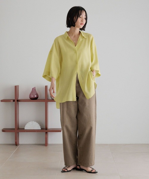 LOWRYS FARM（ローリーズファーム）の「シアーＢＩＧシャツＳＳ　 325470（シャツ/ブラウス・レディース・チャコールグレー/アイボリー/カーキ/イエロー・FREE）」の19枚目の写真