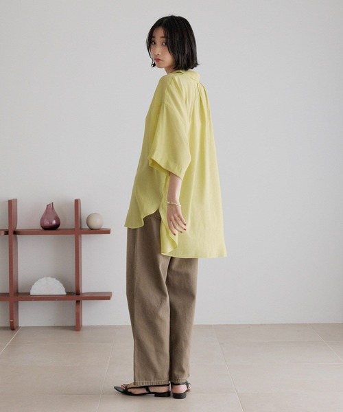 LOWRYS FARM（ローリーズファーム）の「シアーＢＩＧシャツＳＳ　 325470（シャツ/ブラウス・レディース・チャコールグレー/アイボリー/カーキ/イエロー・FREE）」の20枚目の写真